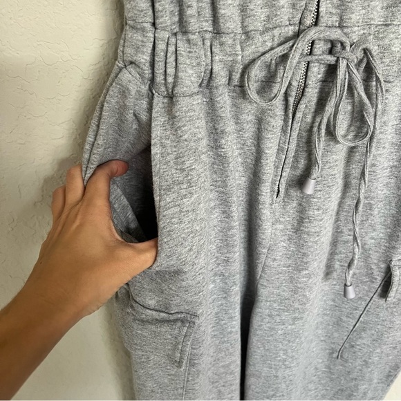 Better Be Heather Grey Drawstring Jumpsuit Size S Loungewear Pockets Casual - Picture 3 of 6